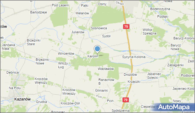 mapa Wacławów Gajówka, Wacławów Gajówka na mapie Targeo